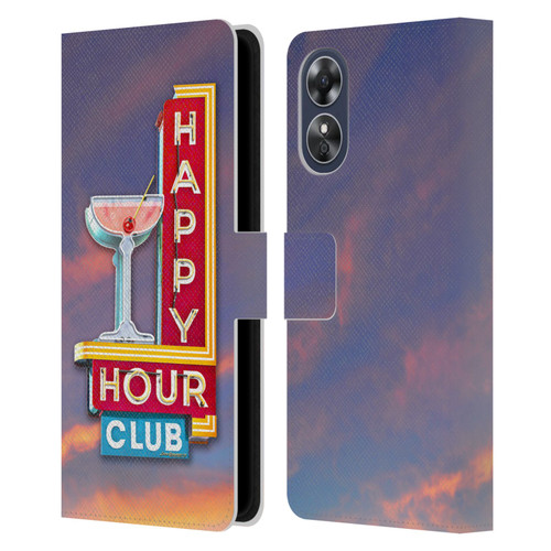 Larry Grossman Retro Collection Happy Hour Club Leather Book Wallet Case Cover For OPPO A17