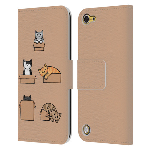 Beth Wilson Doodle Cats 2 Boxes Leather Book Wallet Case Cover For Apple iPod Touch 5G 5th Gen