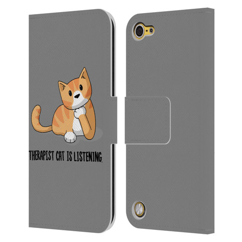 Beth Wilson Doodle Cats 2 Therapist Leather Book Wallet Case Cover For Apple iPod Touch 5G 5th Gen