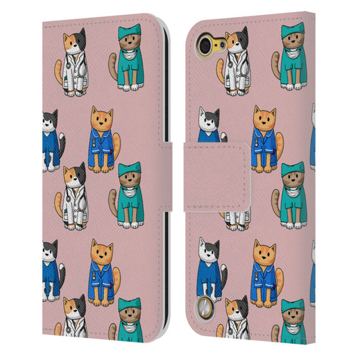 Beth Wilson Doodle Cats 2 Professionals Leather Book Wallet Case Cover For Apple iPod Touch 5G 5th Gen