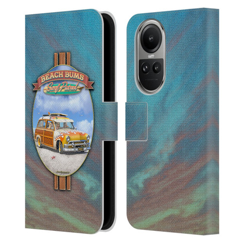 Larry Grossman Retro Collection Beach Bums Surf Patrol Leather Book Wallet Case Cover For OPPO Reno10 5G / Reno10 Pro 5G