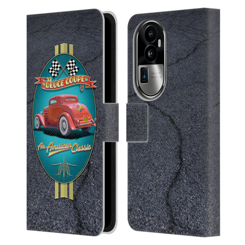 Larry Grossman Retro Collection Deuce Coupe Classic Leather Book Wallet Case Cover For OPPO Reno10 Pro+