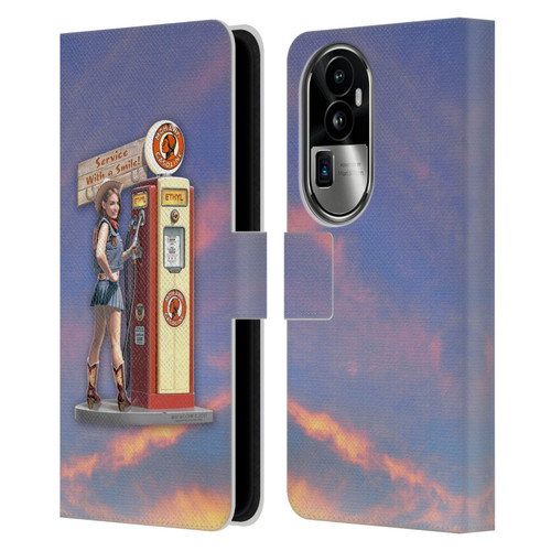 Larry Grossman Retro Collection Gasoline Girl Leather Book Wallet Case Cover For OPPO Reno10 Pro+