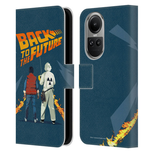 Back to the Future I Key Art Dr. Brown And Marty Leather Book Wallet Case Cover For OPPO Reno10 5G / Reno10 Pro 5G