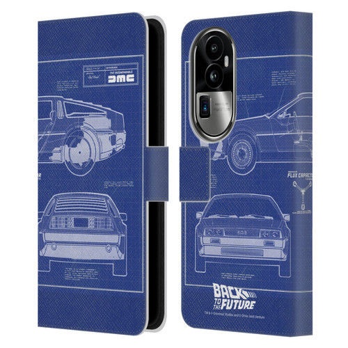 Back to the Future I Key Art Blue Print Leather Book Wallet Case Cover For OPPO Reno10 Pro+