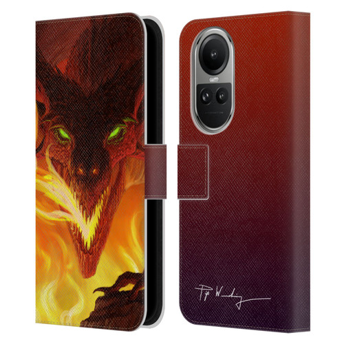 Piya Wannachaiwong Dragons Of Fire Glare Leather Book Wallet Case Cover For OPPO Reno10 5G / Reno10 Pro 5G
