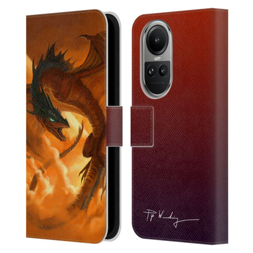 Piya Wannachaiwong Dragons Of Fire Sunrise Leather Book Wallet Case Cover For OPPO Reno10 5G / Reno10 Pro 5G