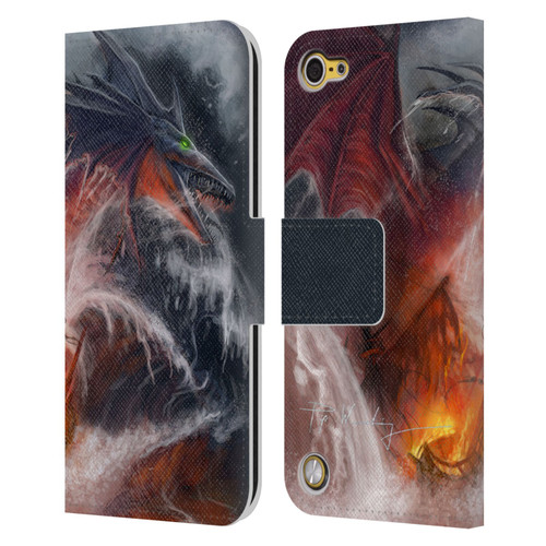 Piya Wannachaiwong Dragons Of Sea And Storms Sea Fire Dragon Leather Book Wallet Case Cover For Apple iPod Touch 5G 5th Gen