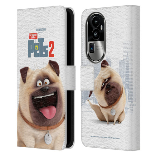 The Secret Life of Pets 2 Character Posters Mel Pug Dog Leather Book Wallet Case Cover For OPPO Reno10 Pro+