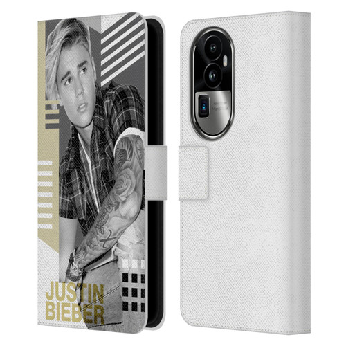 Justin Bieber Purpose B&w Calendar Geometric Collage Leather Book Wallet Case Cover For OPPO Reno10 Pro+