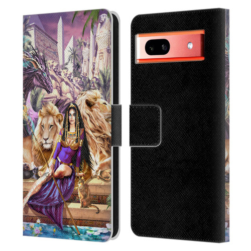 Ruth Thompson Art Egyptian Queen, Lions & Dragon Leather Book Wallet Case Cover For Google Pixel 7a