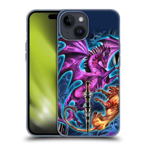 Ruth Thompson Art Purple Dragon, Sword & Lion Soft Gel Case for Apple iPhone 15