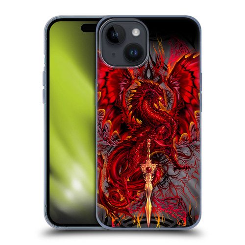 Ruth Thompson Art Red Tribal Dragon With Sword Soft Gel Case for Apple iPhone 15