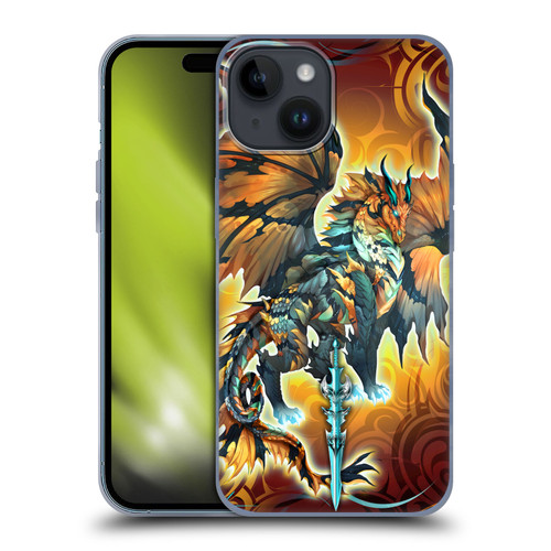 Ruth Thompson Art Tribal Orange Dragon & Sword Soft Gel Case for Apple iPhone 15