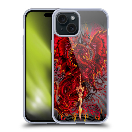 Ruth Thompson Art Red Tribal Dragon With Sword Soft Gel Case for Apple iPhone 15 Plus