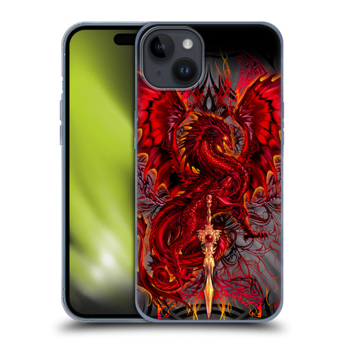 Ruth Thompson Art Red Tribal Dragon With Sword Soft Gel Case for Apple iPhone 15 Plus