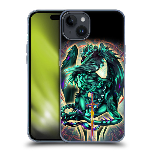 Ruth Thompson Art Tribal Green Dragon With Sword Soft Gel Case for Apple iPhone 15 Plus