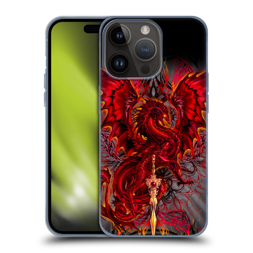 Ruth Thompson Art Red Tribal Dragon With Sword Soft Gel Case for Apple iPhone 15 Pro