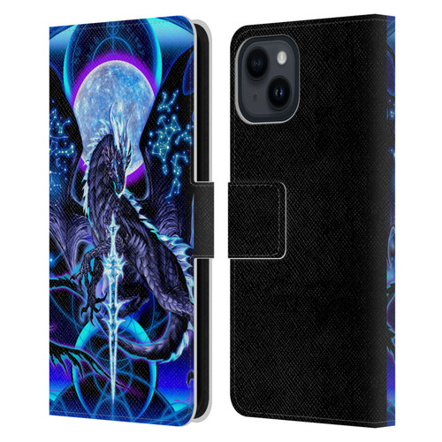 Ruth Thompson Art Dragon, Sword & Constellations Leather Book Wallet Case Cover For Apple iPhone 15