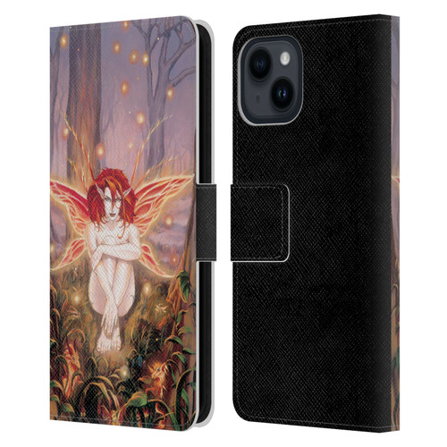 Ruth Thompson Art Ember Fire Fairy In Forest Leather Book Wallet Case Cover For Apple iPhone 15