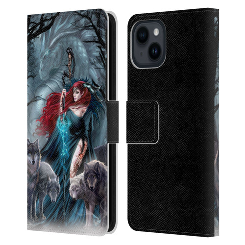 Ruth Thompson Art Scorpio With Wolves And Dragon Leather Book Wallet Case Cover For Apple iPhone 15