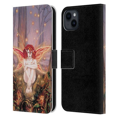 Ruth Thompson Art Ember Fire Fairy In Forest Leather Book Wallet Case Cover For Apple iPhone 15 Plus