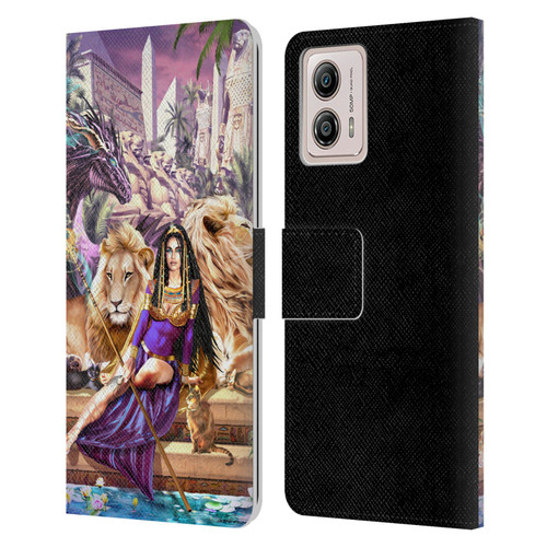 Ruth Thompson Art Egyptian Queen, Lions & Dragon Leather Book Wallet Case Cover For Motorola Moto G53 5G