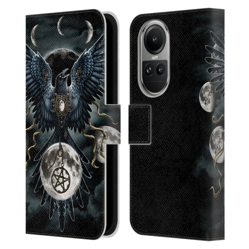 Sarah Richter Animals Gothic Black Raven Leather Book Wallet Case Cover For OPPO Reno10 5G / Reno10 Pro 5G