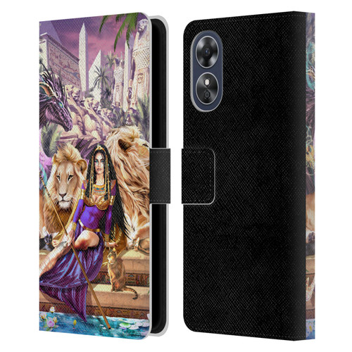 Ruth Thompson Art Egyptian Queen, Lions & Dragon Leather Book Wallet Case Cover For OPPO A17