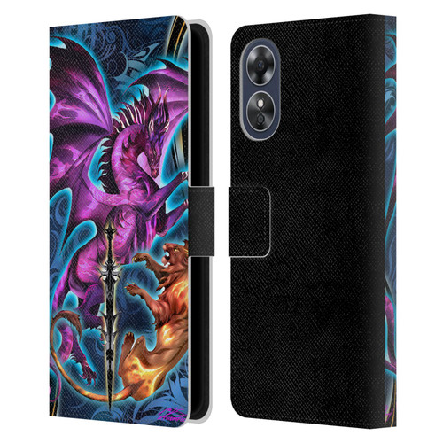 Ruth Thompson Art Purple Dragon, Sword & Lion Leather Book Wallet Case Cover For OPPO A17