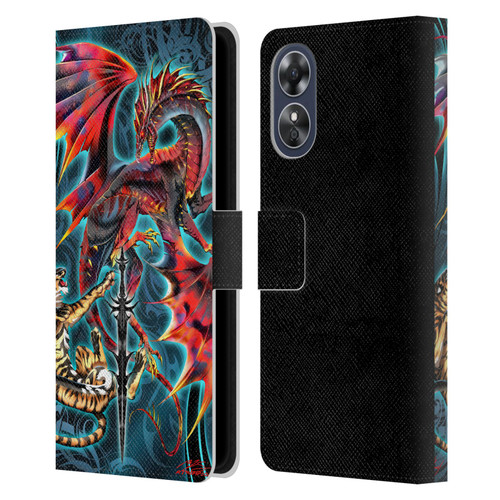 Ruth Thompson Art Tribal Dragon, Tiger & Sword Leather Book Wallet Case Cover For OPPO A17