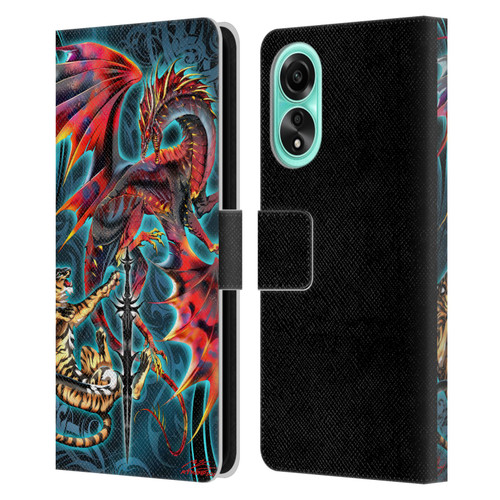 Ruth Thompson Art Tribal Dragon, Tiger & Sword Leather Book Wallet Case Cover For OPPO A78 5G