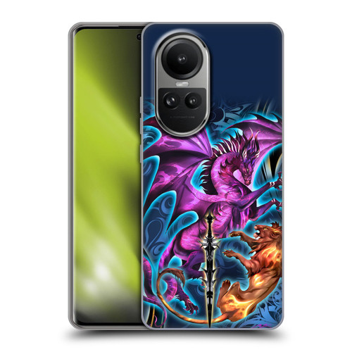 Ruth Thompson Art Purple Dragon, Sword & Lion Soft Gel Case for OPPO Reno10 5G / Reno10 Pro 5G