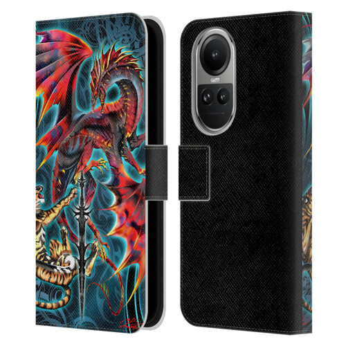 Ruth Thompson Art Tribal Dragon, Tiger & Sword Leather Book Wallet Case Cover For OPPO Reno10 5G / Reno10 Pro 5G