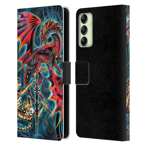 Ruth Thompson Art Tribal Dragon, Tiger & Sword Leather Book Wallet Case Cover For Samsung Galaxy A14 5G