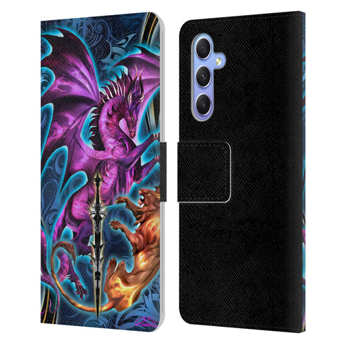Ruth Thompson Art Purple Dragon, Sword & Lion Leather Book Wallet Case Cover For Samsung Galaxy A34 5G