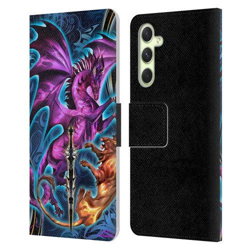 Ruth Thompson Art Purple Dragon, Sword & Lion Leather Book Wallet Case Cover For Samsung Galaxy A54 5G
