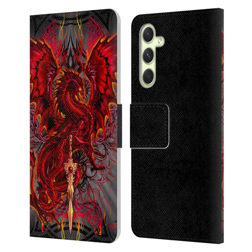 Ruth Thompson Art Red Tribal Dragon With Sword Leather Book Wallet Case Cover For Samsung Galaxy A54 5G