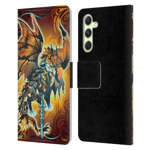 Ruth Thompson Art Tribal Orange Dragon & Sword Leather Book Wallet Case Cover For Samsung Galaxy A54 5G