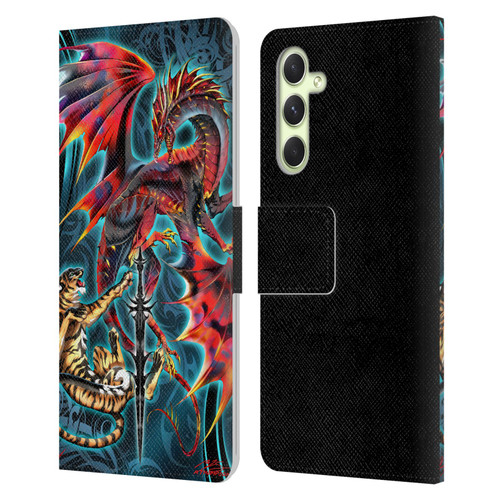 Ruth Thompson Art Tribal Dragon, Tiger & Sword Leather Book Wallet Case Cover For Samsung Galaxy A54 5G