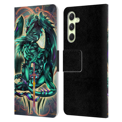 Ruth Thompson Art Tribal Green Dragon With Sword Leather Book Wallet Case Cover For Samsung Galaxy A54 5G