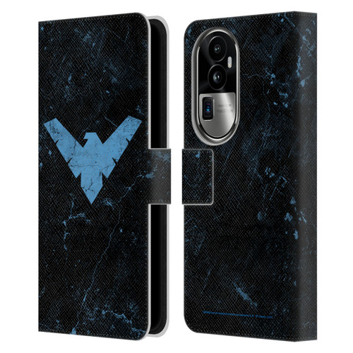 Batman DC Comics Nightwing Logo Grunge Leather Book Wallet Case Cover For OPPO Reno10 Pro+