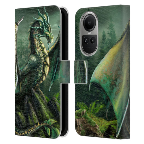 Sarah Richter Fantasy Creatures Green Nature Dragon Leather Book Wallet Case Cover For OPPO Reno10 5G / Reno10 Pro 5G