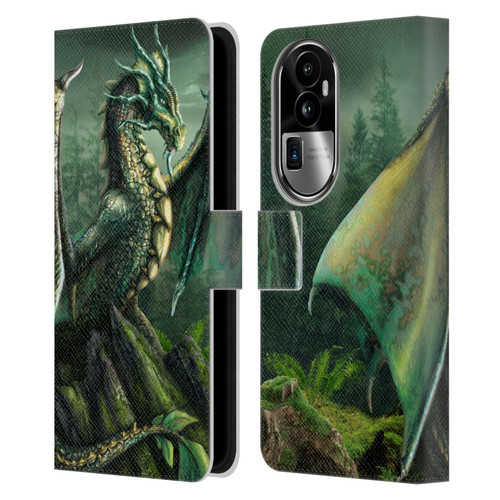 Sarah Richter Fantasy Creatures Green Nature Dragon Leather Book Wallet Case Cover For OPPO Reno10 Pro+