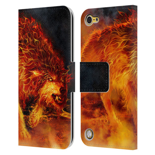 Tom Wood Fire Creatures Wolf Stalker Leather Book Wallet Case Cover For Apple iPod Touch 5G 5th Gen