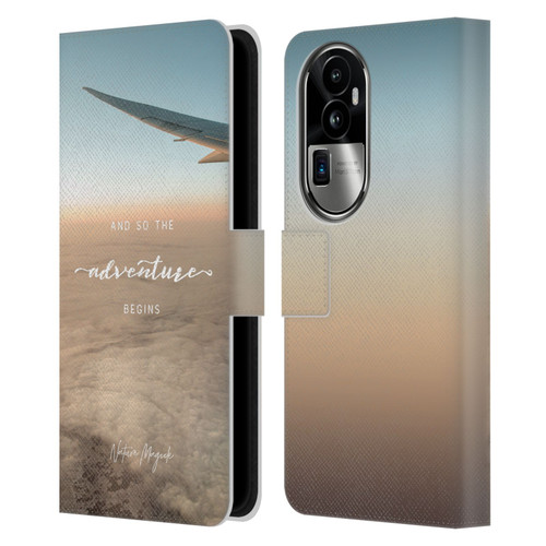 Nature Magick So The Adventure Begins Quote Airplane Leather Book Wallet Case Cover For OPPO Reno10 Pro+