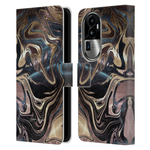 Nature Magick Luxe Gold Marble Metallic Copper Leather Book Wallet Case Cover For OPPO Reno10 Pro+