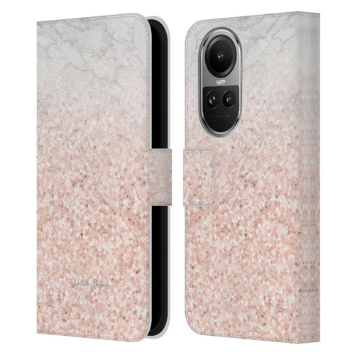 Nature Magick Rose Gold Marble Glitter Rose Gold Sparkle 2 Leather Book Wallet Case Cover For OPPO Reno10 5G / Reno10 Pro 5G