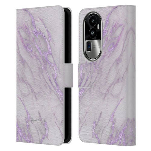 Nature Magick Marble Metallics Purple Leather Book Wallet Case Cover For OPPO Reno10 Pro+