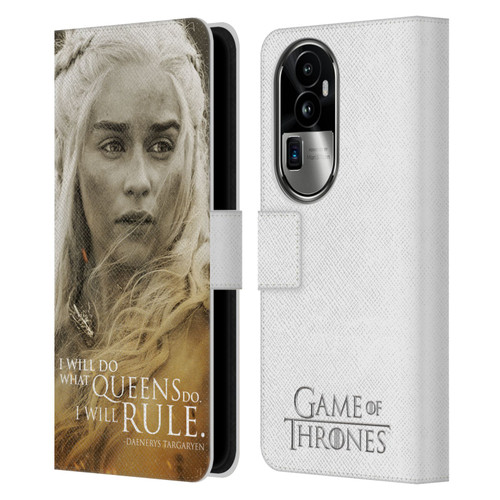HBO Game of Thrones Character Portraits Daenerys Targaryen Leather Book Wallet Case Cover For OPPO Reno10 Pro+